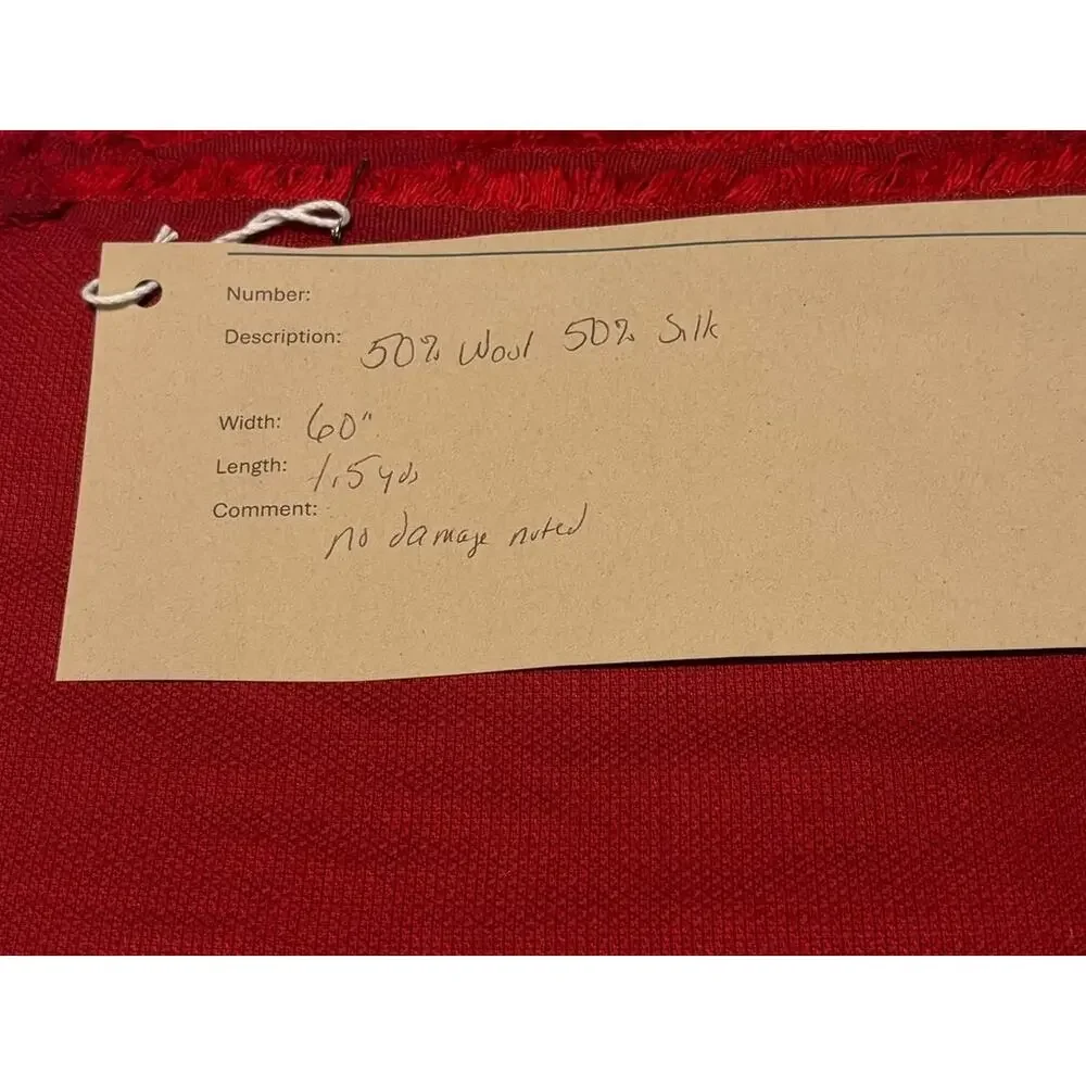 Red Wool Silk Blend Suiting Fabric 1.5 Yards 60